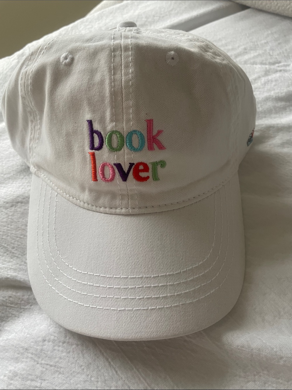 White "book lover" Embroidered Baseball Cap